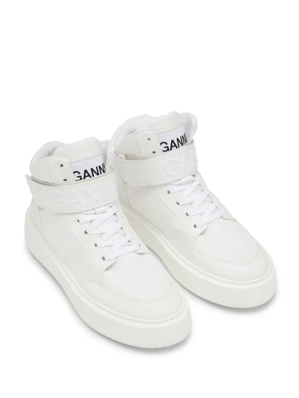 GANNI Women’s Sporty Mix High-Top Sneakers Sz 40 White/Egret Vegan Streetwear